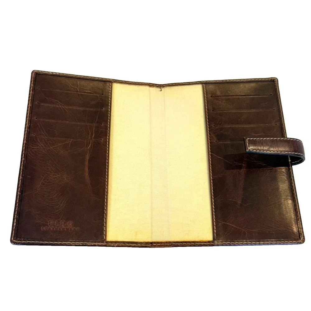 Fino Leatherware Brown Leather Passport Cover Case with 8 Credit Card Slots